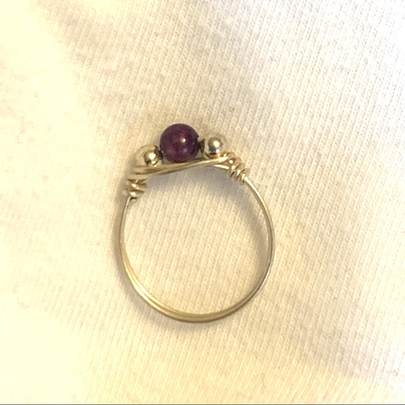 Sterling silver and bead wrap ring size 6 - Picture 2 of 2